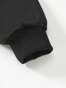 2pcs/Set Teen GirlCasual Butterfly Print Long Sleeve Sweatshirt And Pants Set, Fashionable Fitted, Autumn/Winter - Black - View 5