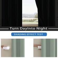 2 件装极简主义鼠尾草绿色遮光窗帘，黑色遮光涂层，100% 遮光，隔音，隔热，隐私保护，索环顶部，轻质涤纶面料，可水洗，适用于卧室、客厅、办公室、户外遮阳，100gsm - 薄荷綠 - 查看 6