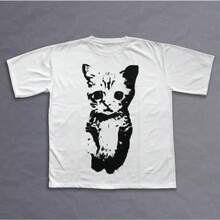 Cat Y2k T-Shirt, Unisex Vintage Graphic Tees Gothic Grunge Y2k Emo Scene Amity  Style Clothes Men Women Streetwear Menswear Top - 白色 - 查看 2
