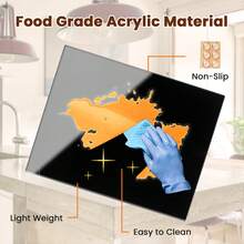 Acrylic Cutting Board With Counter Lip, 17.5x13.5 Inch Clear Cutting Boards For Kitchen Counter, Large Cutting Board Non Slip For Countertop Protector, Apartment Essentials Kitchen Decor Gifts, Black - Black - View 6
