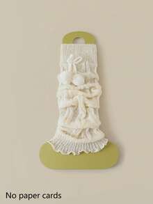 1/2/4 双女式多色黑白毛绒球装饰可爱百搭时尚蕾丝腿套，厚实保暖及膝腿套，适合春秋冬季 - 彩色 - 查看 18