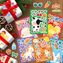beartale 6 Sheets Make Your Own Farm Animals Stickers, Make A Face Stickers, Fantasy Farm Animals DIY Craft Stickers, Party Favor Supplies Crafts, Quiet Stickers, Travel Toy, Party Bag Fillers, Quiet Activity For Travel, Classroom, Holiday Gifts, Early Educational Toys, Classroom Toys,Student Stationery, Halloween/Back To School Gift For Youngsters, Adults, Christmas Gift