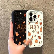 Autumn Maple Leaf Pumpkin Chestnut Pattern Ivory White Phone Case For IPhone 11 12 13 14 15 16 Pro Max XS XR X 7 8 Plus Series, Suitable As A Gift On Special Holidays To Girlfriends, Boy Friends Or Yourself, Textured Phone Case, Phone Case Vintage, Animal Phone Case, Beaded Phone Case, Holiday Gift, Special Occasion Gift, Textured Finish, Vintage Design, Durable Case, Beaded Detailing, Decorative Case, Unique Phone Accessory, For Him, For FriendsSuitable For IPhone 17 Air - 黑色 - 查看 7