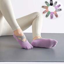 1 Paar Damen Pilates Socken, Yoga Socken mit rutschfestem strukturiertem offenen Zehendesign, geeignet für Yoga, Pilates, Ballett, Balletttraining und barfuß Workouts