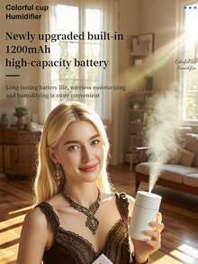 1 pieza Humidificador de aire mini inalámbrico de 230ml de colores con micrófono frío - Super silencioso y portátil para dormitorio, coche, oficina - Batería de 1200mAh incluida, regalo de cumpleaños
