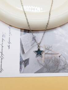 1pc Minimalist Silver Pentagram Pendant Necklace For Women, Versatile Delicate Choker Necklace, Dainty Clavicle Chain For Daily Wear