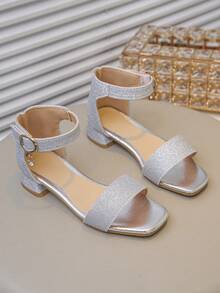 女孩时尚银色露趾高跟凉鞋 - 銀色 - 查看 4
