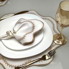 Kit Jogo Americano Sousplat Bordado Suplat de Mesa Posta Redondo/Retangular e Guardanapos - Paris Marfim - Visão 10