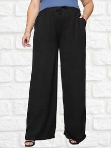 Duna Women's Plus Size Wide Leg Pants Kit 3 - White Black Military Green - View 7