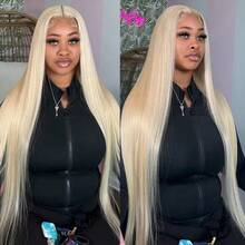 13x6 Lace Frontal Wig Human Hair 40 Inch 250% Density 613 Blonde HD Transparent Real Hair Straight Glueless 613 Lace Frontal Wig Body Parting Pre Plucked With Baby Hair Large Part Wigs - S613 - 查看 3