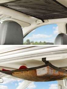 1 pieza Red de almacenamiento para techo de coche, bolsa organizadora de carga de doble capa ajustable, adecuada para camiones, campamentos, viajes por carretera, cochecitos