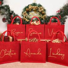 1PC Personalized Red Christmas Gift Bags, Customizable Storage Party Bags For Weddings, Anniversaries, Birthdays, Housewarming And Holiday Gifts, Multipurpose Gift Pouch For Bride And Groom - Red - View 4
