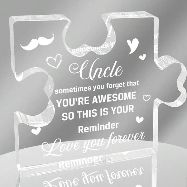 Presentes para Tio, Melhores Presentes para Tio, Presentes para Tio de Sobrinha Sobrinha, Placa de Acrílico em Formato de Quebra-Cabeça com Frases de Agradecimento para Tio, Presente para Tio com Mensagem Inspiradora, Presente Perfeito para Tio, Decoração para Sala de Estar, Decoração para Casa, Decoração de Outono, Decoração para Quarto