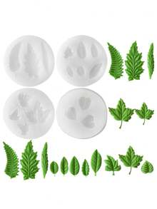 6 件 40 腔蜡烛模具套装，秋叶硅胶模具，用于树脂铸造，DIY 工艺珠宝制作，聚合物粘土，糊状，易脱模，非常适合生日、婚礼、圣诞节和感恩节的家居装饰，蜡烛制作模具 - 白色 - 查看 2