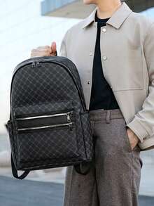 Large Capacity Presbyopic Casual Backpack, Unisex Fashion PU Leather Business Laptop Bag, College Student Backpack, Valentine's Day Gift Laptop Case - Multicolor - View 6