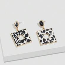 Girl Leopard Earrings All-Match Contrast Color Plush Eardrops Stitching Frosted Circle Geometric Earring Wholesale