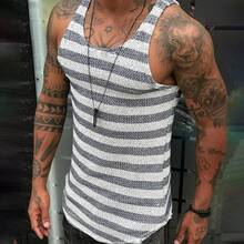 Men's Active Sleeveless Stripe Knitted Vest - Casual Style