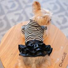1 quần áo cho thú cưng, váy cho chó vui vẻ, kiểu váy da sọc, vải thoải mái, mùa xuân/hè - màu đen - Xem 14