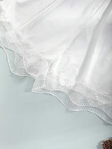 CELILIN 1 Peça Shorts Finos de Renda Respiráveis e Confortáveis de Cor Sólida para Mulheres, Verão - Branco - Visão 3