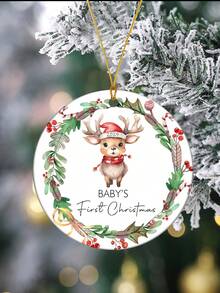 La primera Navidad del bebé 2025, un oso durmiendo en la luna, decoración acrílica, decoraciones navideñas para el hogar, regalo para padres primerizos, adorno navideño, decoración colgante para el árbol de Navidad, regalos acrílicos para nuevos padres