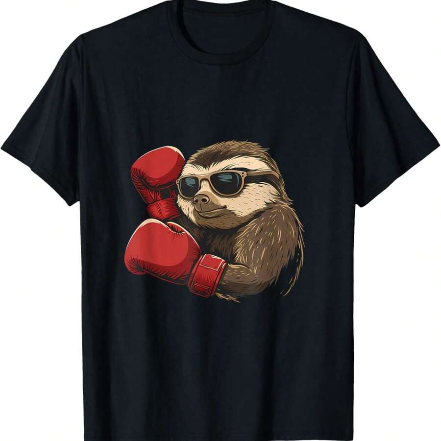 Boxing Sloth Lover Boxing Gloves Kickboxing Funny Boxer T-Shirt