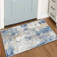 1 件装现代蓝米色抽象图案地毯，柔软防滑可水洗，适用于客厅、厨房、卧室、玄关、迎宾垫、门垫、户外垫、厨房地毯、家居装饰 - 彩色 - 查看 4