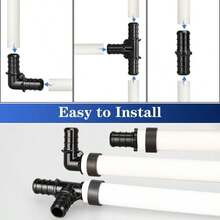 1_2" Poly PPSU Barb Crimp PEX Fitting, 30pcs PEX Fitting Combo, 10pcs Each Elbows Tees Straight Couplings, No Lead (30pcs, 1_2" Combo) - ColorB - 查看 4