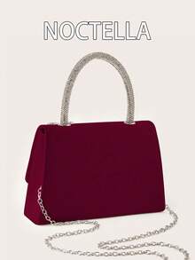 Noctella Túi cầm tay dự tiệc đính đá Rhinestone tua rua đơn giản thanh lịch và sang trọng dành cho nữ, Túi xách thời trang và sáng bóng, Phù hợp với trang phục hàng ngày của phụ nữ, Thích hợp cho các bữa tiệc mùa thu và mùa đông, các buổi tụ họp, bữa tối, đám cưới, quà tặng Giáng sinh cho phụ nữ, quà tặng ngày lễ tình nhân - Màu Đỏ Sâu - Xem 7
