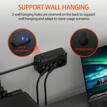 1pc Vertical Compact Schuko Power Strip, 3 German Standard Outlets, 2500W HighPower Extension Cord With One-Touch Switch, Space Saving Desktop Socket ForHome Office - EU E Type Plug(220-240V) - View 7
