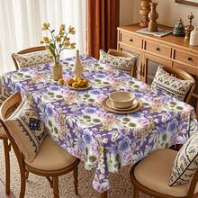 1 pieza/4 piezas/8 piezas Mantel impermeable y resistente al calor con diseños de calavera, flor, morado de Halloween y Día de los Muertos, de 90*150cm/150*200cm para decoración de mesa de cocina y comedor, decoración del hogar, Halloween y Día de los Muertos