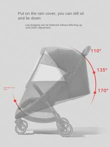 1pc Universal Stroller Rain Cover, Wind & Dust Proof, Waterproof, Fit For High View Baby Stroller, Protect Against Splash - Grey - View 3