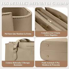 RAINSMORE Bolsas para Laptop de Mujer 15.6 Pulgadas Maletin Portafolios de Piel Bolso Tote Para Trabajo Universidad - Caquí - Ver 6