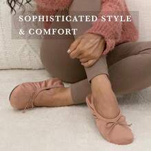 Isotoner Women's Satin Ballerina Slippers With Soft Tie Bow And Suede Sole - 礦物 - 查看 4