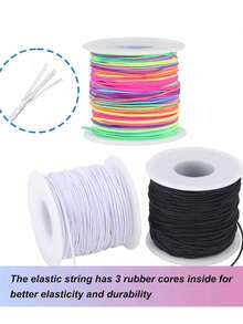 1/2/3 Dây đàn hồi cho vòng tay, Dây vòng tay bền 1 mm dài 330 feet, Dây đàn hồi co giãn để làm đồ trang sức, vòng cổ và hạt cườm - Nhiều màu - Xem 6