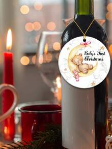 La primera Navidad del bebé 2025, un oso durmiendo en la luna, decoración acrílica, decoraciones navideñas para el hogar, regalo para padres primerizos, adorno navideño, decoración colgante para el árbol de Navidad, regalos acrílicos para nuevos padres