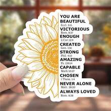 Adesivo com citação positiva 2 peças, decalque de vinil inspirador de girassol, adesivo com mensagem motivacional e inspiradora, adesivo à prova d'água para laptop, diário, garrafa de água, decoração pessoal, ideia de presente, decalque estético de girassol para autoaperfeiçoamento e encorajamento, adesivo de motivação para saúde mental