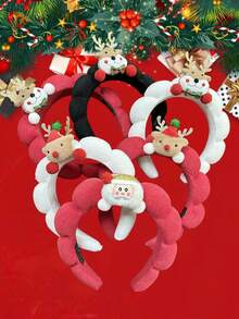 1pc 2026 Reindeer Antler Christmas Headband, New Cartoon Costume Plush Sponge Reindeer Santa Claus Party Headpiece, Hair Band, Hair Hoop