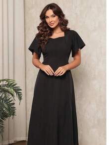 Women's Short Sleeve Princess Elegant Midi Dress - Therefore - View 1