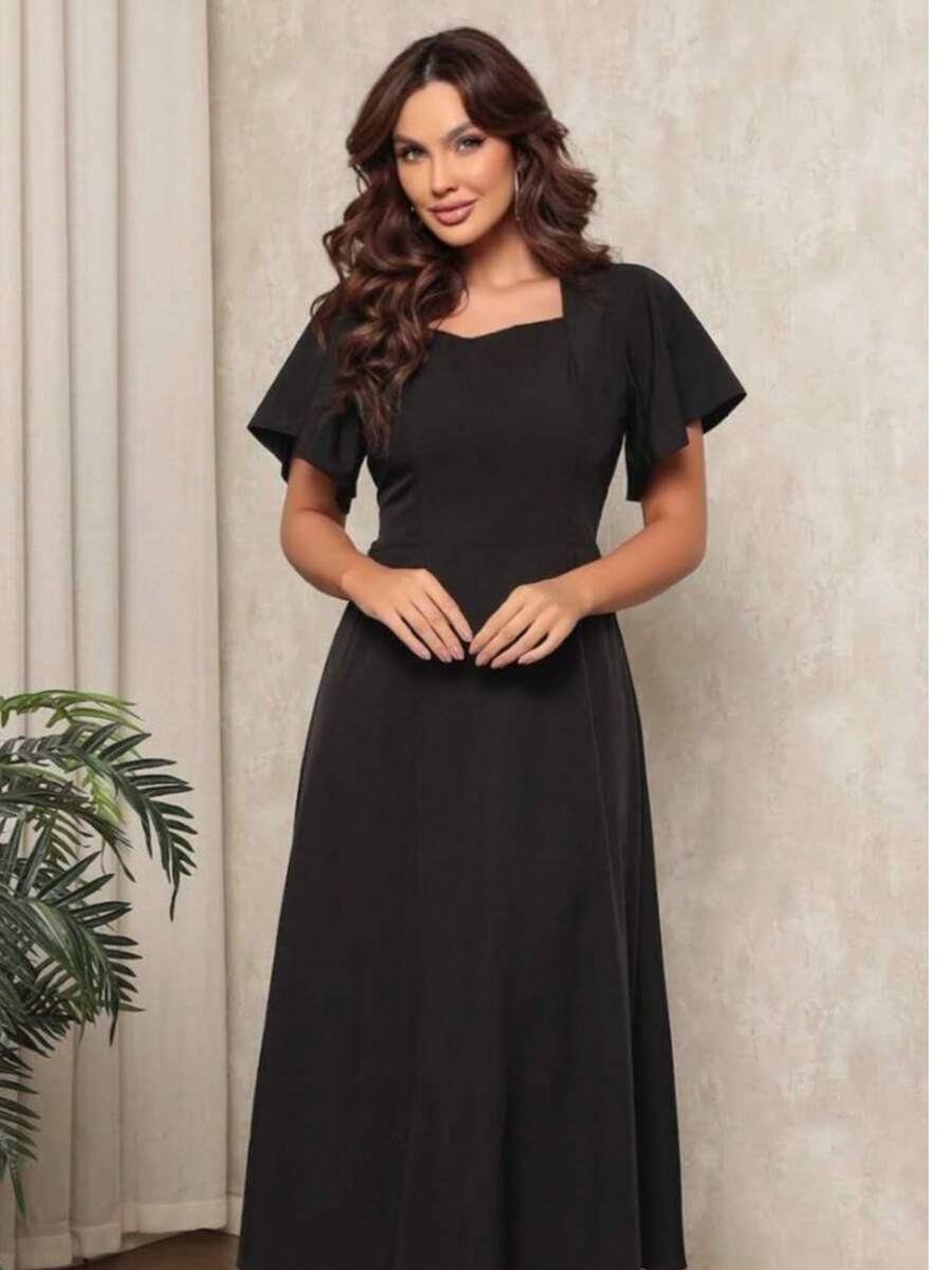 Women's Short Sleeve Princess Elegant Midi Dress - Therefore - View 1