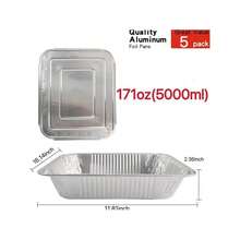 5 Heavy Duty Aluminum Foil Trays With Lids, 170 Oz Large Capacity, Reusable And Easy To Clean, For Oven, Baking, Grilling, Food Transport, Lid Design, Reusable Cookware, Aluminum Foil Trays, Roast Turkey, Grilled Steak, Lunch Box, Storage Box, Halloween Dinner Party, Christmas Dinner, Outdoor Barbecue Utensils, Cooking Display Utensils, Buffet Trays