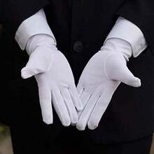 1 Pair White Three-Stripe Ceremonial Gloves, Breathable Sweat-Absorbing Parade Gloves, Traffic Security Guard Duty Gloves, Party Costume Gloves - White - View 2