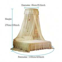 1pc Polyester Fiber Round Top Mosquito Net For Children's Bed, Anti-Mosquito And Insect, Suitable For Kids Room, Bedroom, Children's Bed, Fresh Round Mosquito Net For Students And Princess