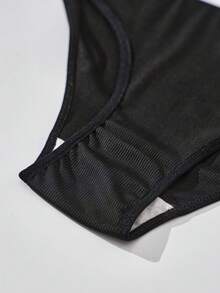 5件大码高弹力休闲舒适运动时尚女士比基尼内裤 - 黑色 - 查看 5