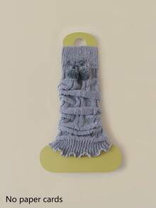 1/2/4 双女式多色黑白毛绒球装饰可爱百搭时尚蕾丝腿套，厚实保暖及膝腿套，适合春秋冬季 - 彩色 - 查看 21