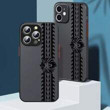 Una funda para teléfono con diseño de tótem de cabeza de pájaro y león, que presenta un patrón de rayas, compatible con los teléfonos de las series Apple, 8, SE, 11, 13, 15,, Pro, y Plus, ofreciendo una superficie transparente mate y protección completa suave negra desde 2020 hasta 2022. - Colores mixtos - Ver 8