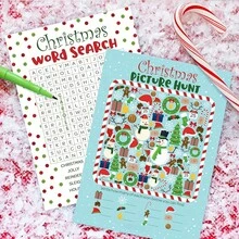 10Pcs Christmas Word Search, Fun Christmas Game, Printable Christmas Game, Christmas Family Game, Christmas Game Christmas Worksheet - Multicolor - View 3