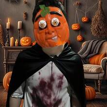 Halloween Horror Pumpkin Mask- - Orange - View 1