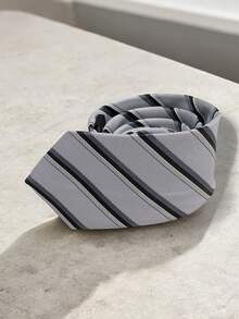 Luxury Men's Skinny Ties Polyester Silk Solid Polka Dot Striped Check Skinny Jacquard Groomsman Tie - 淺灰色 - 查看 2