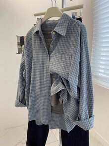 Women's Plaid Minimalist Casual Long Sleeve Brushed Shirt