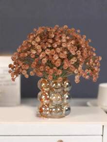 MEHELANY 12支仿真满天星花，8.67英寸小型仿真满天星花带茎，逼真丝绸花，适用于秋季家居装饰、感恩节、丰收节餐桌摆饰、新娘捧花、婚礼装饰、插花、户外花园、生日、新娘礼物 - 咖色 - 查看 6